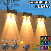 Applique Murale Extérieure Solaire Réglable, Lumières de Décoration de Jardin, 12 Modes Colar, Cour, Clôture, Éclairage Mural Extérieur, 1, 2, 4/6 Pcs 1